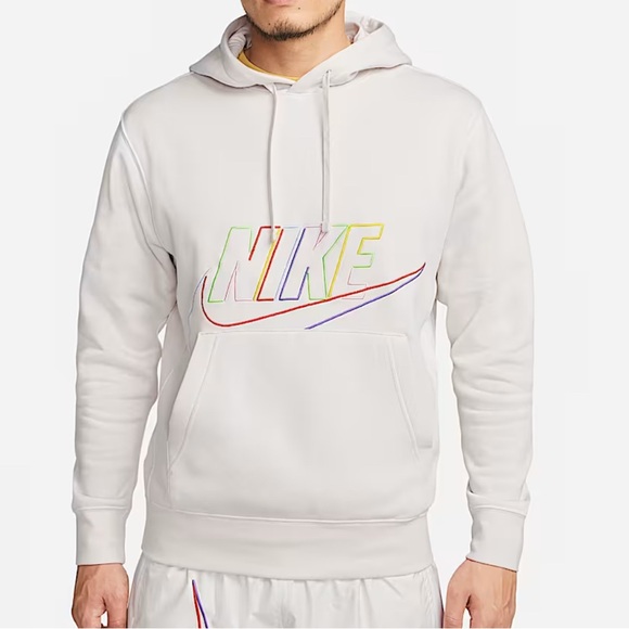 Nike Club Fleece Rainbow Outline Hoodie Pullover Small Streetwear Sporty Cozy - Picture 1 of 10